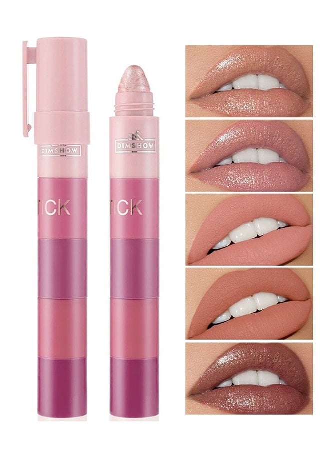 DIMSHOW EyeShadow Stick,5-in-1 Velvet Lipstick/Eyeshadow Pen， All-in-One Lipstick, Eyeshadow,Liner,Balm & Gloss Waterproof,Long-Lasting Matte  Crayon - Image 1